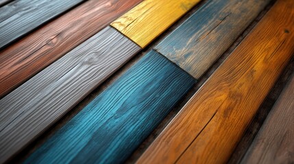Poster - 3D rendering of painted wooden boards
