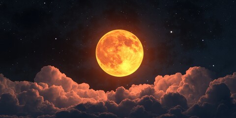 Fototapete - 3D cartoon depiction of a supermoon