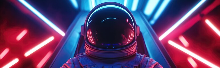 Aufkleber - 3D render illustration featuring an astronaut aboard a spaceship heading into the sky Sci fi and futuristic concept