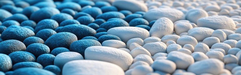 Aufkleber - Blue and white surface filled with pebbles in 3D cartoon rendering