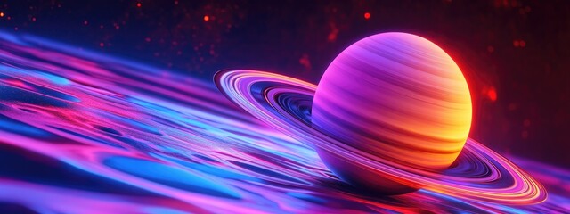 Poster - High resolution 3D images showcasing planets of the solar system featuring a 3D cartoon rendering of Saturn