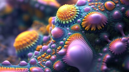 Poster - Abstract fractal fantasy design background in 3D cartoon rendering