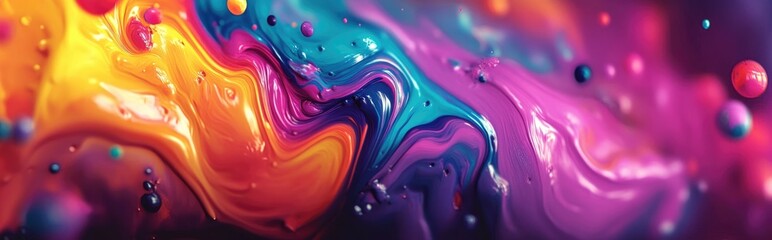 Leinwandbilder - Fluid art in a 3D cartoon rendering Abstract colorful background showcasing paint mixing Modern art