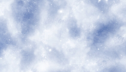 Wall Mural - Abstract space background. Blue background with stars. Pastel blue watercolor background. Blue cloudy sky background.
