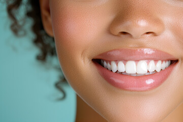 Canvas Print - close up of a woman smiling for dental adverts 