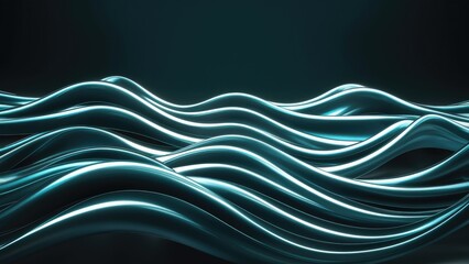 Poster - Abstract metallic waves against a dark backdrop