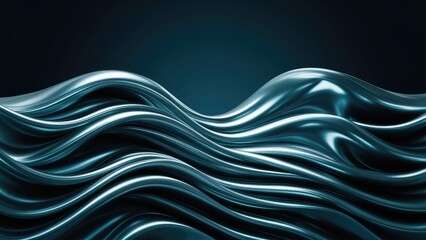 Poster - Abstract metallic waves against a dark backdrop