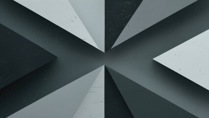 Poster - Abstract monochrome background featuring geometric shapes, corner angles, and triangular facets with a smooth color gradient and subtle noise texture for premium design.
