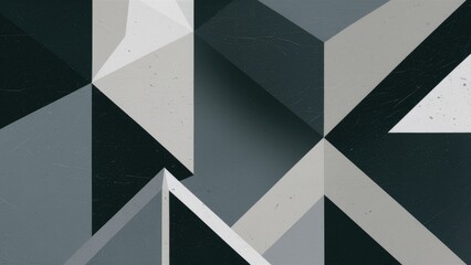 Poster - Abstract monochrome background featuring geometric shapes, corner angles, and triangular facets with a smooth color gradient and subtle noise texture for premium design.