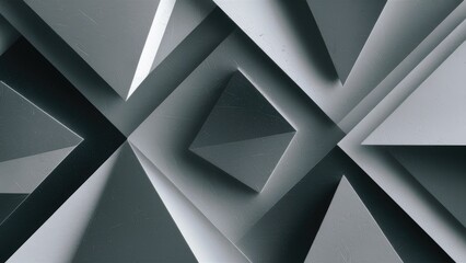 Poster - Abstract monochrome background featuring geometric shapes, corner angles, and triangular facets with a smooth color gradient and subtle noise texture for premium design.