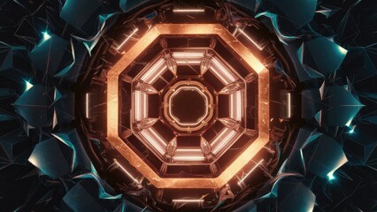 Poster - Abstract octagonal geometric shapes background, digital art concept featuring futuristic technology and innovative design elements.