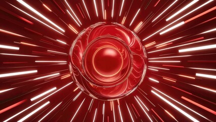 Poster - Abstract red line design on vibrant background with lighting effects, showcasing luxury aesthetics.