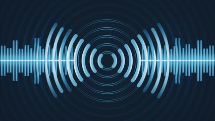 Fototapete -  Abstract representation of radio waves on a dark background.