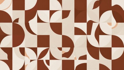 Poster -  Abstract white and brown geometric shapes - Ideal for backgrounds or text placement