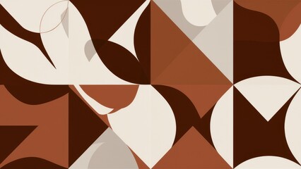 Poster -  Abstract white and brown geometric shapes - Ideal for backgrounds or text placement