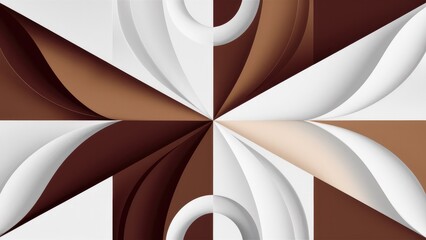 Poster -  Abstract white and brown geometric shapes - Ideal for backgrounds or text placement