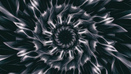 Poster - Black and white digital abstract fractal background created using computer graphics.