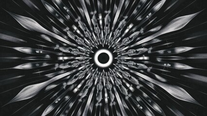 Poster - Black and white digital abstract fractal background created using computer graphics.