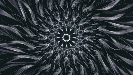 Poster - Black and white digital abstract fractal background created using computer graphics.
