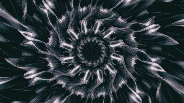 Black and white digital abstract fractal background created using computer graphics.
