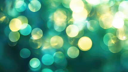Poster - Bokeh circles in shades of green and blue on a soft background