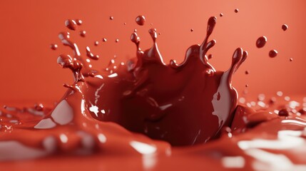 A vibrant splash of chocolate in a 3D illustration and rendering