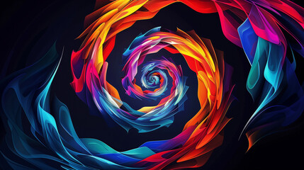Wall Mural - Abstract spiral of vibrant colors swirling together in a dynamic vortex, representing energy and creativity.