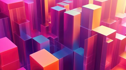 Poster - Abstract geometric block structure shapes composition illustrations for graphic design wallpapers and booklets Vibrant 3D rendering