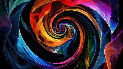 Wall Mural - Vibrant swirl of rainbow colors creating a hypnotic spiral pattern in an abstract and dynamic design.