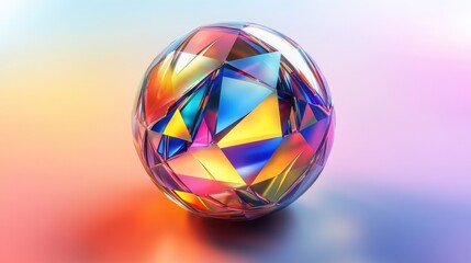 Poster - Abstract spherical shape featuring a geometric backdrop rendered in 3D