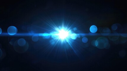 Poster - Blue abstract lens flare light effect on a dark backdrop Radiant star
