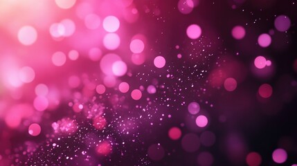 Poster - Abstract pink bokeh circles on a dark backdrop Glamorous illustration featuring particles and light rays