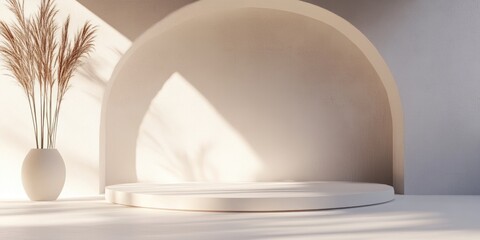 Poster - 3D rendering of a natural and minimalistic scene suitable for product display and presentation design