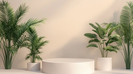 Aufkleber - 3D rendering of a podium featuring plant product display background