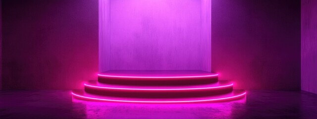 Poster - 3D Render of an Abstract Background with a Podium Minimalistic Studio Setting with a Pedestal Interior Backdrop for a Landing Page Showcase or Product Presentation