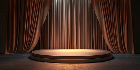 Poster - 3D Rendered Clay Podium Set Against a Curtain on a Stage