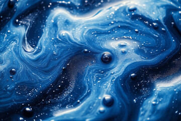 Poster - Blue liquid splash with swirling multicolor abstract background,