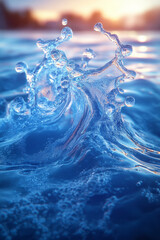 Poster - abstract blue liquid wave against a vibrant and colorful backdrop,