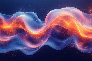 Poster - Dynamic blue wave on a radiant, multicolor abstract background,