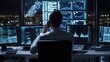 © Harjo - Cyber ​​Security Control Center Operator in Phone Call Working. Multiple Screens Showing Advanced Technical Data and Alerts