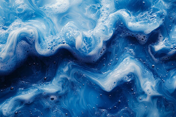 Poster - blue liquid wave with a multicolored abstract backdrop,