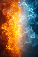 Aufkleber - An abstract fire and ice theme with contrasting colors, as a striking digital background,
