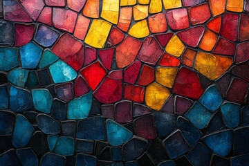 Poster - A digital mosaic pattern with vivid colors and geometric shapes, designed for digital art,