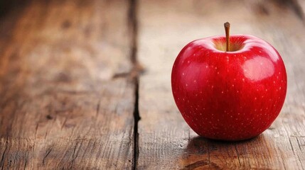 Canvas Print - A Single Red Apple on Wooden Background