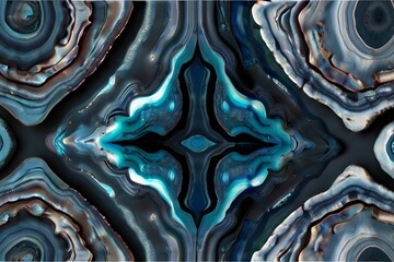 Wall Mural - contrast cyan light and dark lines in agate Generative AI

