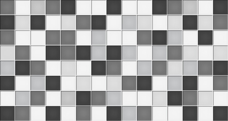 Wall Mural - Black and white ceramic tile wall texture background vector illustration