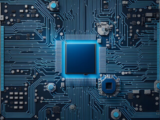 Chip circuit board design, artificial intelligence and Internet background, digital life