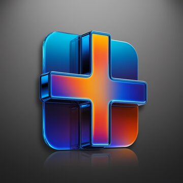 Plus symbols icon with colorful gradient. 3d rendering illustration for graphic design, ui ux design, presentation or background. shape with glass effect
