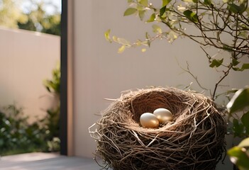 Golden Eggs in a Bird's Nest.