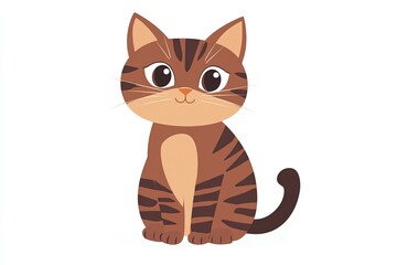 Cute cat concept. Adorable domestic animal sitting. Fluffy tabby brown pet. Lovely kitten stands. Graphic element for website. Generative Ai